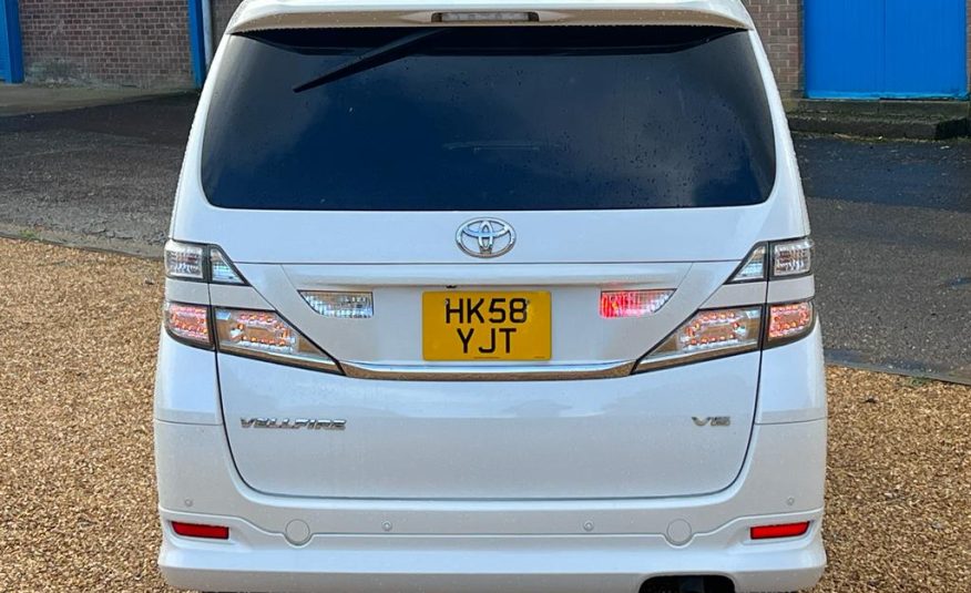 TOYOTA VELLFIRE 2009, L PACKAGE, 3.5 V6 FULLY LOADED, 7 SEATER, SUNROOF, ALLOYS, PEARL WHITE PAINT, BEIGE LEATHER INTERIOR